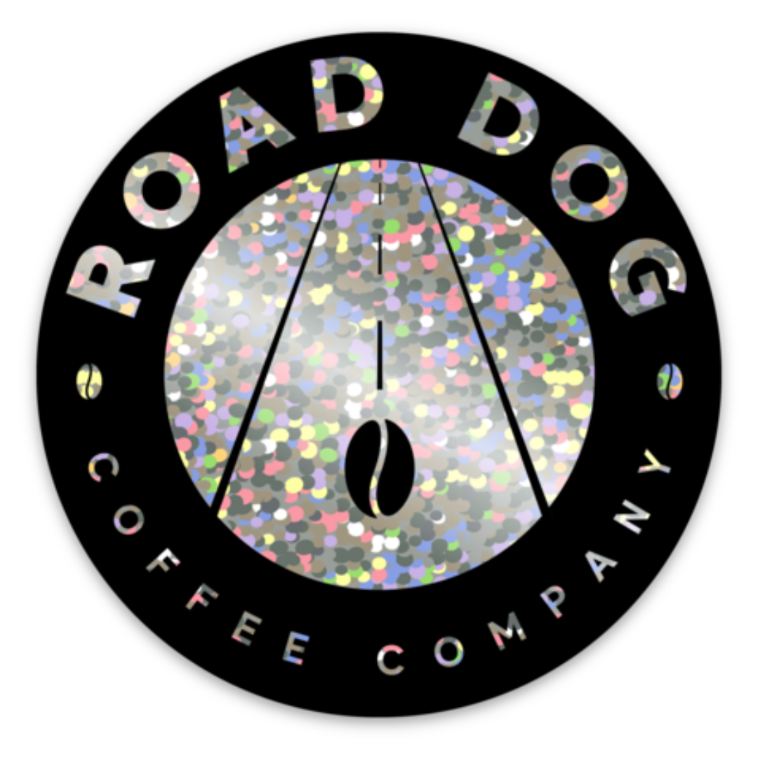 Black Road Dog Medallion Glitter Sticker