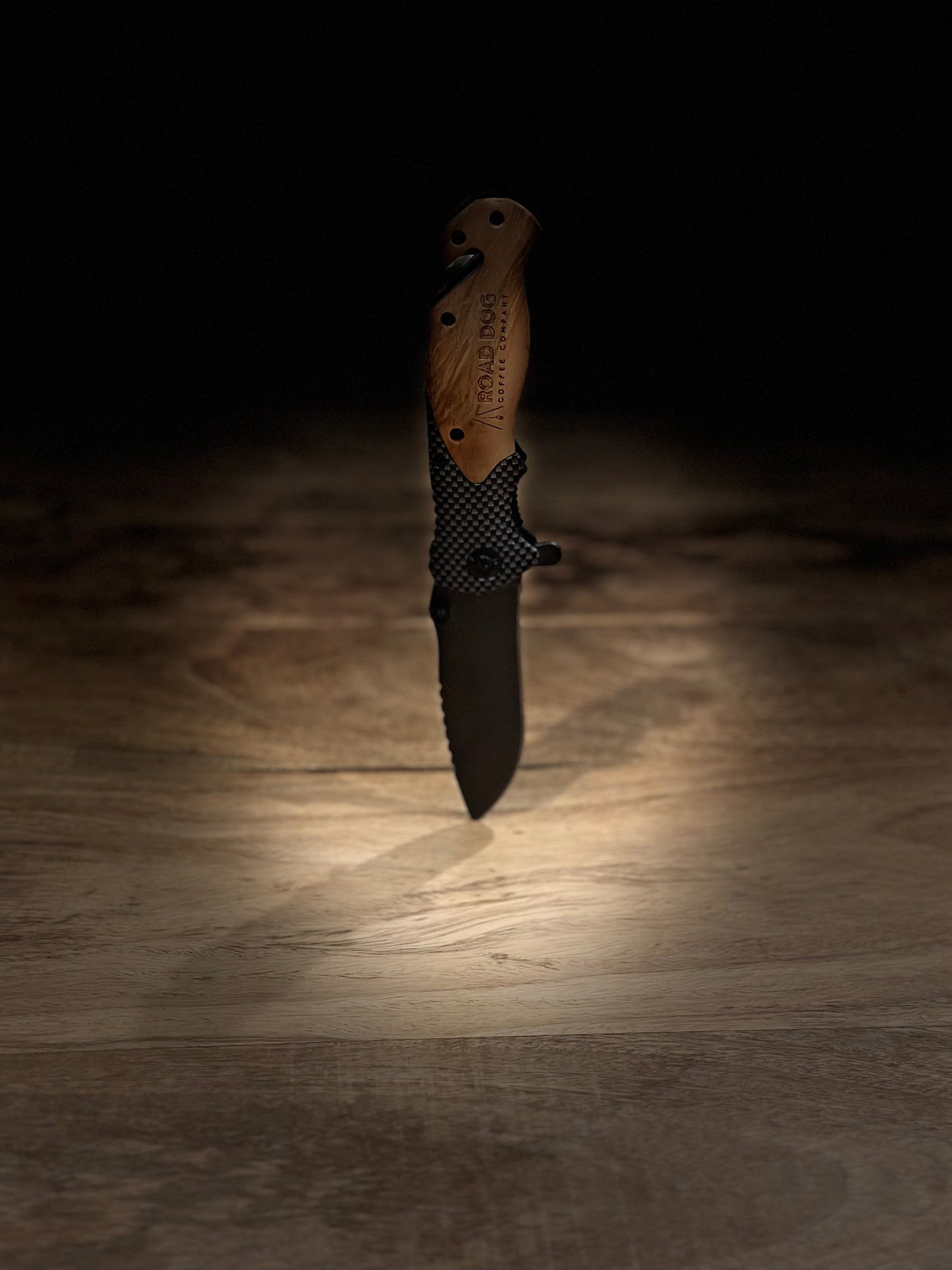 Company Laser Engraved Logo Wooden Handle Folding Pocket Knife